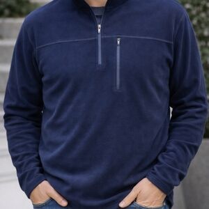 Croft & Barrow Men’s XL Lightweight Fleece Pullover Navy Blue Stretch